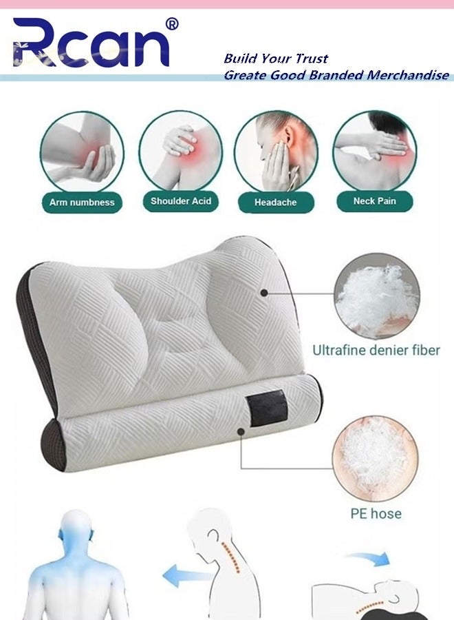 Rcan Sleep Enhancing Cervical Support Comfort Pillow Cervical Support Comfortable Pillow Ergonomic Neck Support Pillow Adjustable Orthopedic Pillow Filling with PE Hose - Image 1