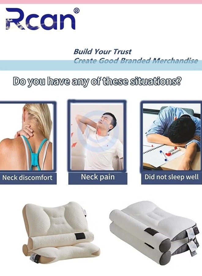 Rcan Sleep Enhancing Cervical Support Comfort Pillow Cervical Support Comfortable Pillow Ergonomic Neck Support Pillow Adjustable Orthopedic Pillow Filling with PE Hose - Image 3