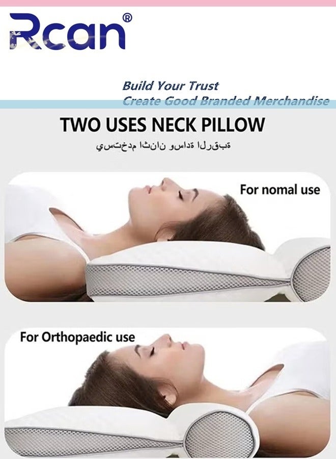 Rcan Sleep Enhancing Cervical Support Comfort Pillow Cervical Support Comfortable Pillow Ergonomic Neck Support Pillow Adjustable Orthopedic Pillow Filling with PE Hose - Image 2