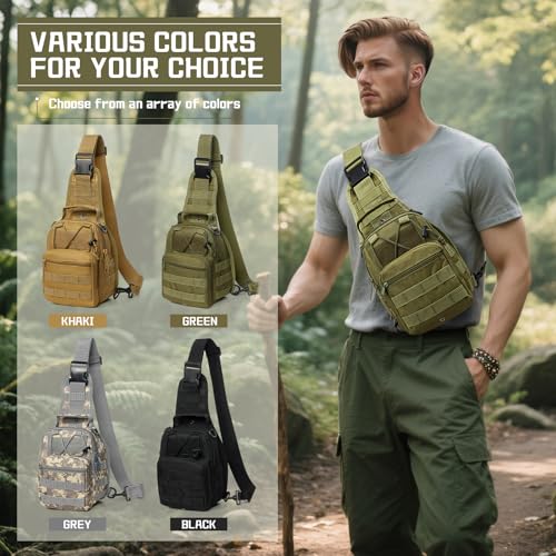 SEAFEW Tactical Backpack for Men Waterproof Military Sport Bag Pack Crossbody Sling Backpack Tactical Bag for Every Day Carry Green - Image 3
