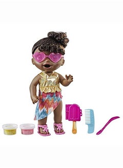Baby Alive Sunshine Snacks Doll Eats And Poops Summerthemed Waterplay Baby Doll Ice Mold Toy For Kids Ages 3 And Up Black Hair  - Image 1