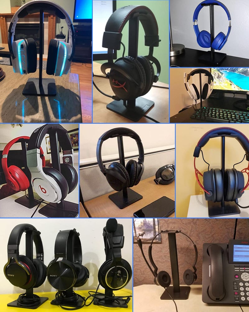 New bee Headphone Stand Headset Holder Earphone Stand with Aluminum Supporting Bar Flexible Headrest ABS Solid Base for All Headphones Size (White) - Image 5