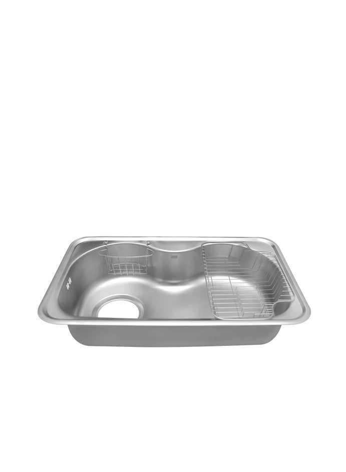 حوض مطبخ HB 85 L-R ستانليس ستيل 304 مقاس 85 × 51سم سُمك 0.7مم عمق 19.5سم صرف 6 بوصة بصافية للأطباق والمنظفات من هانز