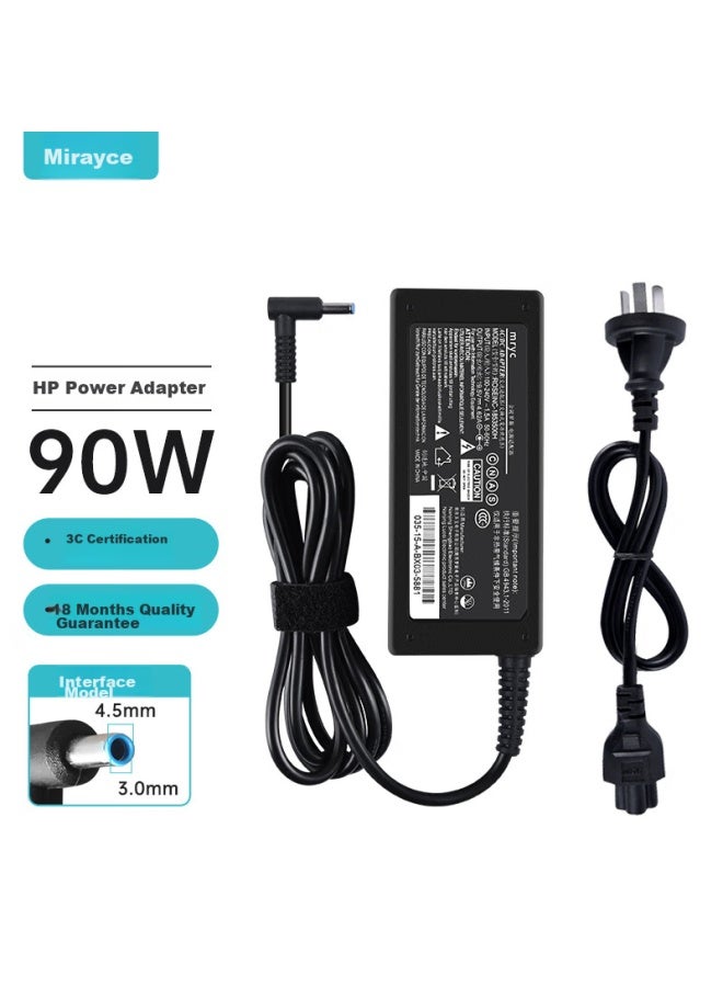 Mryc Hp Laptop Charger, 19.5v 4.62a 90w Universal, Compatible With Hp Tpn-i119/c125 Q117 M4/15, Computer Power Adapter Cable, Blue Port With Pin - Image 1