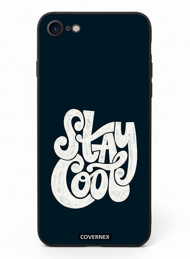 Covernex Apple iPhone 8 Protective Case Cover Printed Featuring Stay Cool Retro Croovy Typography - Image 2