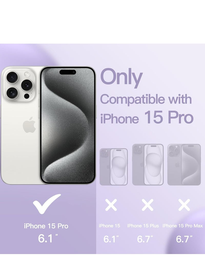 أكاليكس جراب سيليكون متوافق مع iPhone 15 Pro مقاس 6.1 بوصة، سيليكون سائل رفيع، طبقات من المطاط الهلامي الناعم المقاوم للصدمات، جراب حماية للهاتف مع بطانة من مادة TPU (أرجواني فاتح) - Image 2