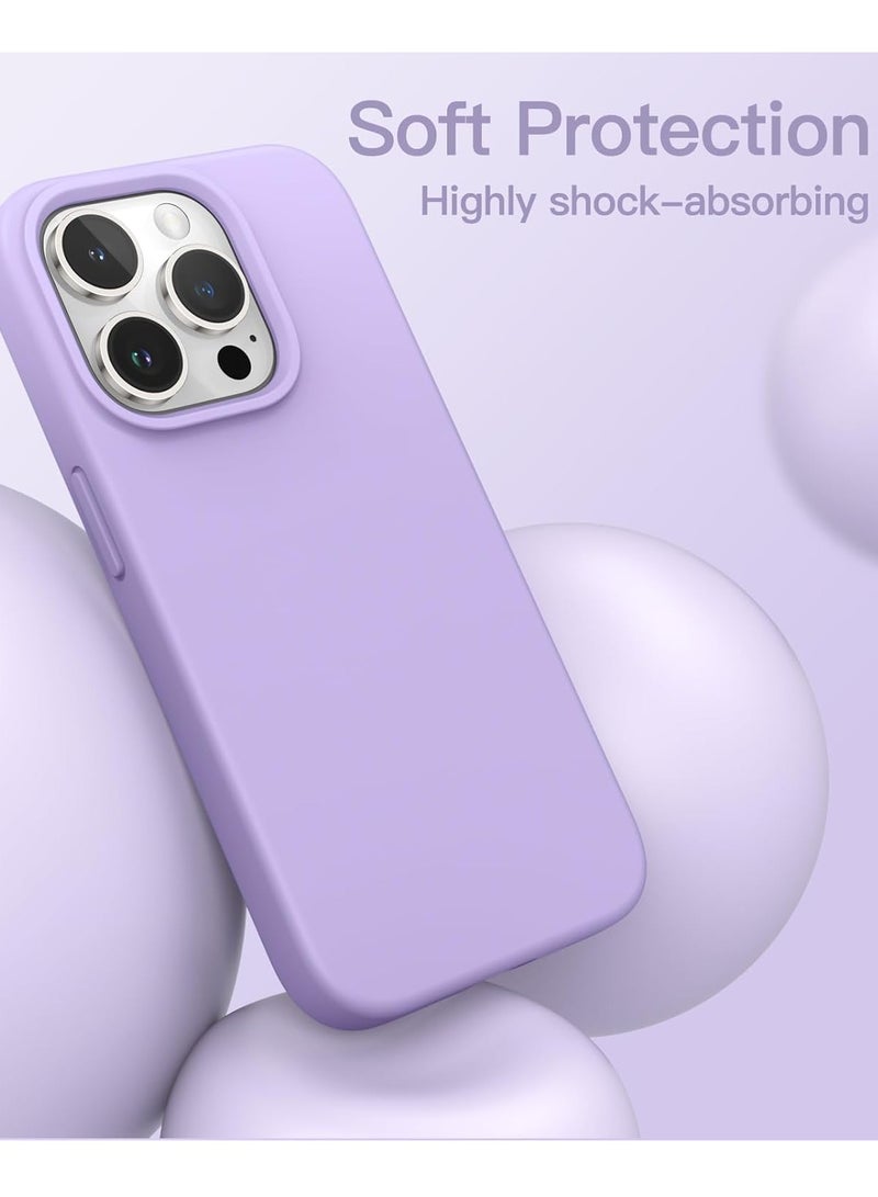 أكاليكس جراب سيليكون متوافق مع iPhone 15 Pro مقاس 6.1 بوصة، سيليكون سائل رفيع، طبقات من المطاط الهلامي الناعم المقاوم للصدمات، جراب حماية للهاتف مع بطانة من مادة TPU (أرجواني فاتح) - Image 3