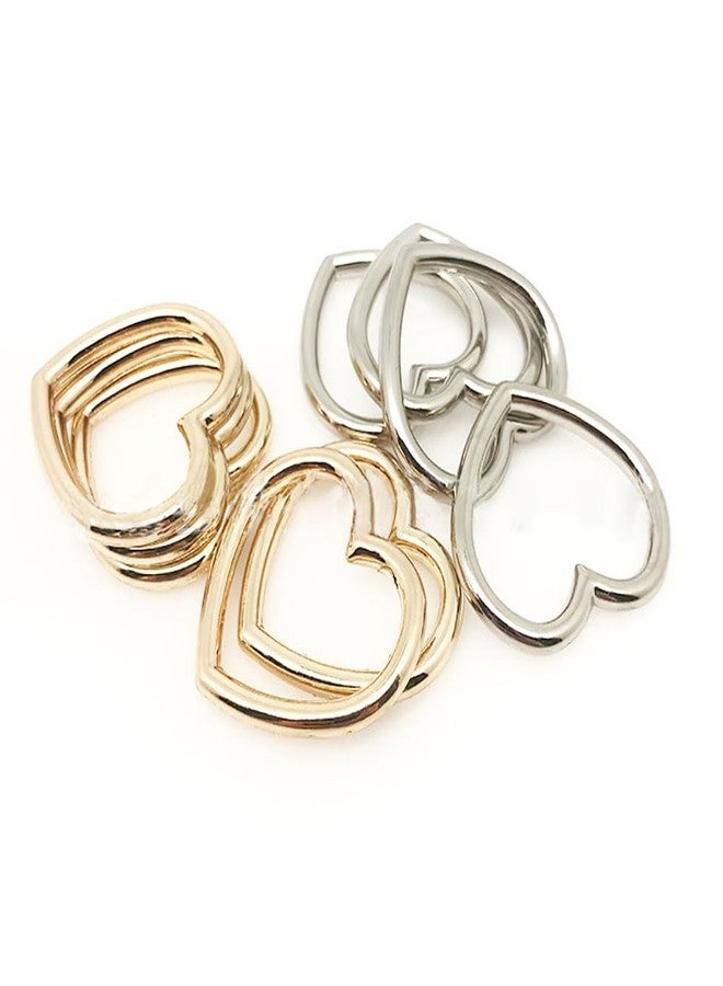 GSHLLO 10 Pcs Heart Shape Metal Craft Ring Hollow Belts Bags Strap Buckle Punk Choker Necklaces Rings Heart Charm Pendant Connectors for DIY Crafts Golden - Image 5