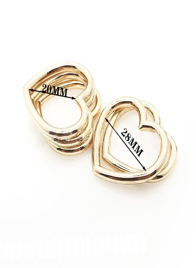 GSHLLO 10 Pcs Heart Shape Metal Craft Ring Hollow Belts Bags Strap Buckle Punk Choker Necklaces Rings Heart Charm Pendant Connectors for DIY Crafts Golden - Image 4