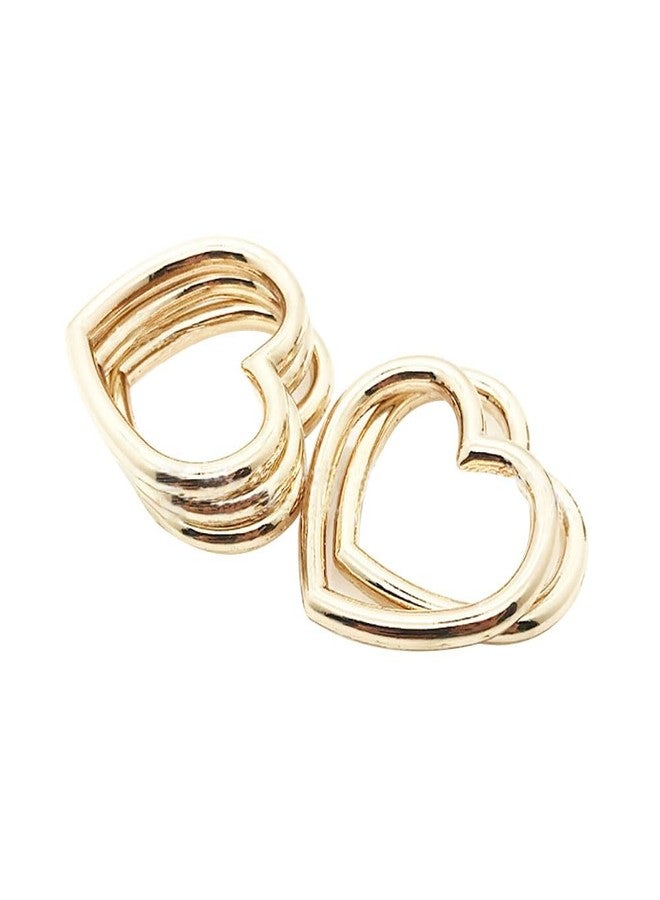 GSHLLO 10 Pcs Heart Shape Metal Craft Ring Hollow Belts Bags Strap Buckle Punk Choker Necklaces Rings Heart Charm Pendant Connectors for DIY Crafts Golden - Image 1