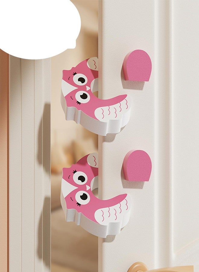 Leeonz Baby Cartoon Door Stopper, Children's Anti-Pinch Safety Creative Door Stop, Windproof Door Stopper to Prevent Closing, Baby Safety Door Card (2Piece,Pink-Bird) - Image 1