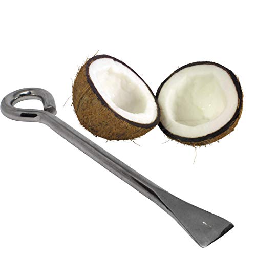 Coolboss Coconut Opener Steel Rod, length18 cm, Thickness 10 mm, Traditional South Indian Coconut Breaker, Kitchen Tool, Peeler, Chipper, Cutter, Rust Free Stainless Steel Coconut Shell Cracker Tool - Image 1