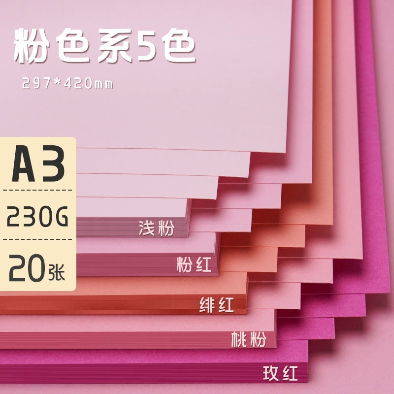 Pastel Pink Craft Cardstock A4/A3/4K Pink is 8K/5 colors/20 sheets - Image 2