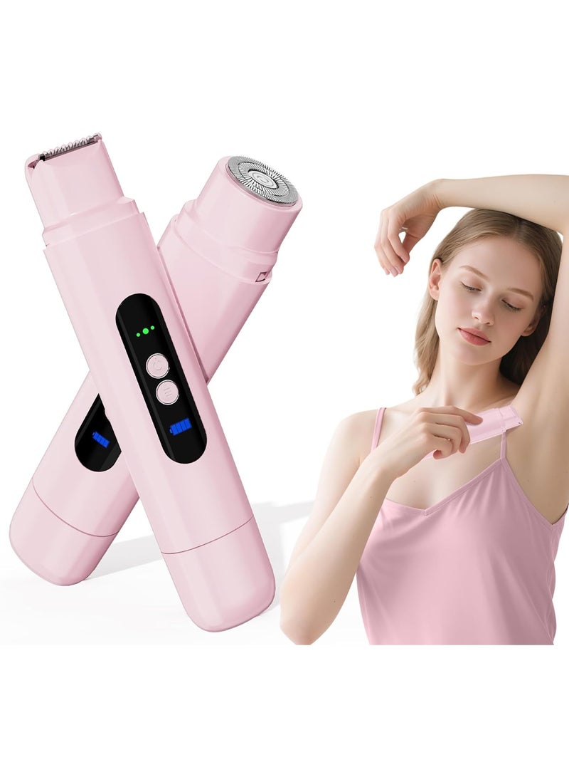 ماكينة حلاقة كهربائية 2 في 1 للنساء، ماكينة حلاقة كهربائية، أداة تشذيب شعر البكيني، ماكينة حلاقة نسائية للساقين والذراعين والإبطين ومنطقة البكيني والوجه، شاشة LED، قابلة لإعادة الشحن عبر منفذ USB - Image 1