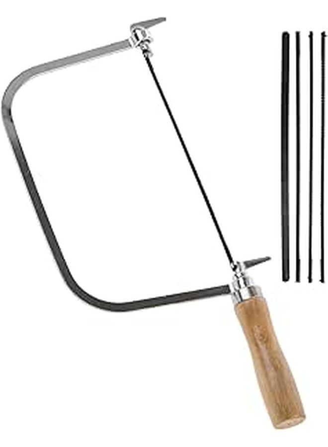 7 Inch Coping Saw with Wooden Handle and Replacement Blades for Detailed Wood Craft Cutting - Image 1
