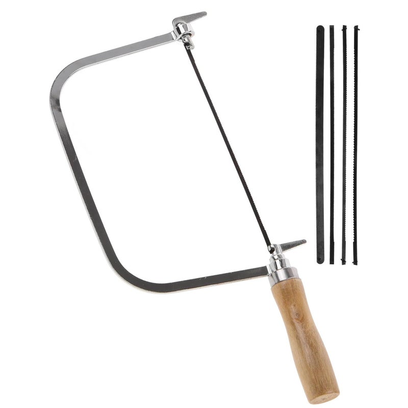 7 Inch Coping Saw with Wooden Handle and Replacement Blades for Detailed Wood Craft Cutting - Image 2