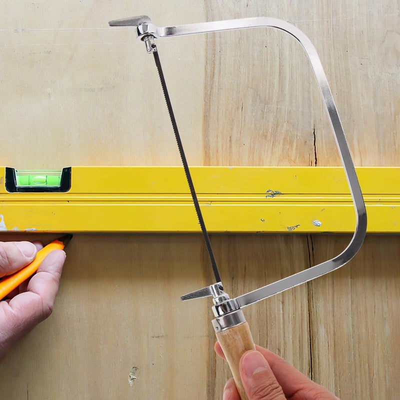 7 Inch Coping Saw with Wooden Handle and Replacement Blades for Detailed Wood Craft Cutting - Image 5
