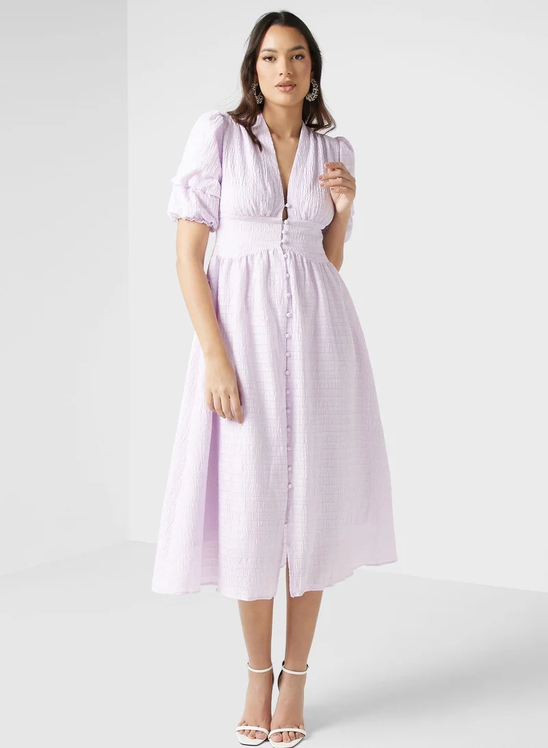 ELLA Textured Button-Front Dress