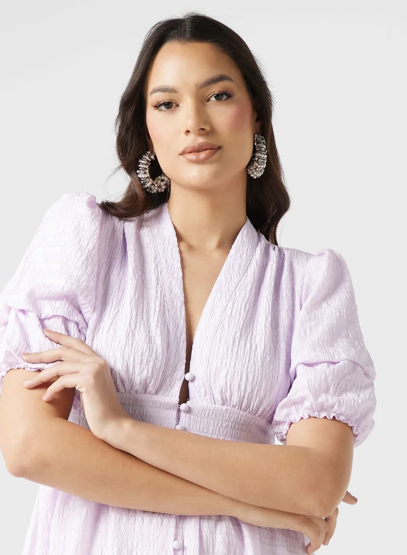 ELLA Textured Button-Front Dress