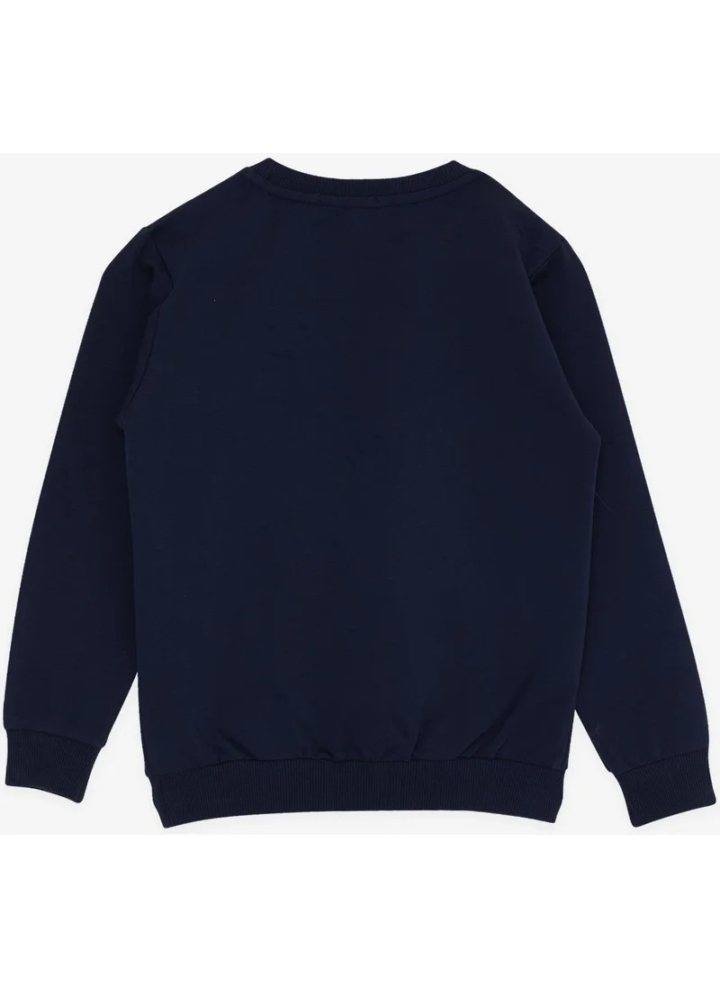 بريز Girl's Sweatshirt Sequined Text Printed 8-14 Years, Navy Blue
