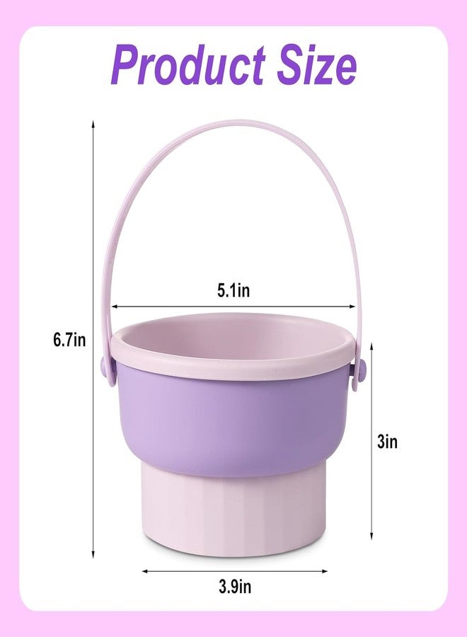 FALONG Multifunctional Washing Bowl Drying Basket with Handle Silicone Cleaner Mat Removal Cleaner Sponge 150ml/5.12fl.oz Professional Makeup Brush Cleaner Drying Storage Brushes, Powder Puffs(Purple) - Image 2