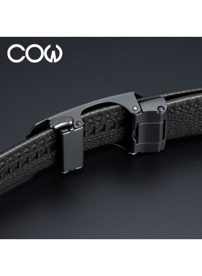 Cow Automatic Buckle Top-grain Leather Men's Belt, Simple Business Trouser Belt With Gift Box, Birthday Gift For Boyfriend - Image 5
