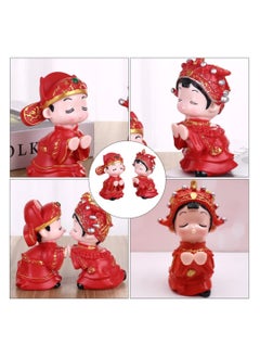Excefore 1 Pair Chinese Traditional Wedding Couple Wedding Cake Toppers Bride and Groom Figures Statue Wedding Couple Sculpture Bridal Shower Decorations Decorative  - Image 5