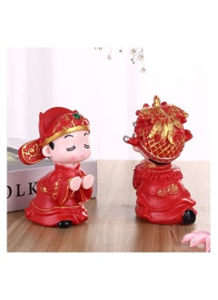 Excefore 1 Pair Chinese Traditional Wedding Couple Wedding Cake Toppers Bride and Groom Figures Statue Wedding Couple Sculpture Bridal Shower Decorations Decorative  - Image 2