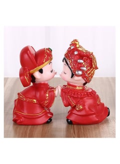 Excefore 1 Pair Chinese Traditional Wedding Couple Wedding Cake Toppers Bride and Groom Figures Statue Wedding Couple Sculpture Bridal Shower Decorations Decorative  - Image 4