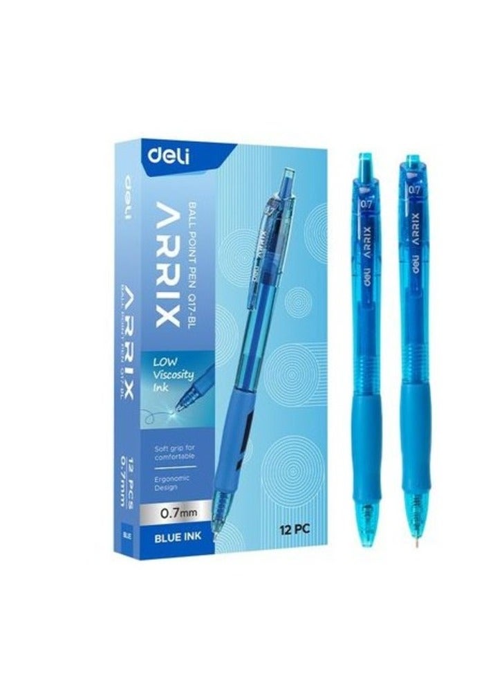 ديلي قلم حبر جاف أزرق 0.7 ملم , قلم ضغاط , كتابة سلسة لتدوين الملاحظات , الرسم , كتابة اليوميات , عبوة من 12 قلم - Image 1
