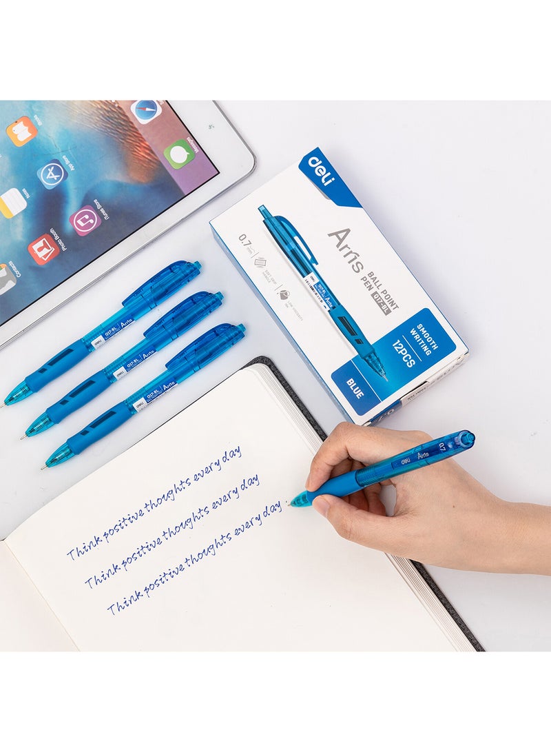 ديلي قلم حبر جاف أزرق 0.7 ملم , قلم ضغاط , كتابة سلسة لتدوين الملاحظات , الرسم , كتابة اليوميات , عبوة من 12 قلم - Image 5