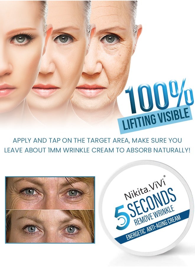 NIKITA.VIVI 5 Seconds Instant Wrinkle Remover Removes Wrinkles and Puffiness of Eyes with Hydration Twenty One Peptide Anti Wrinkle Eye Cream Hydrating Eye Cream for Anti Aging Reduce Wrinkles 20g  - Image 5
