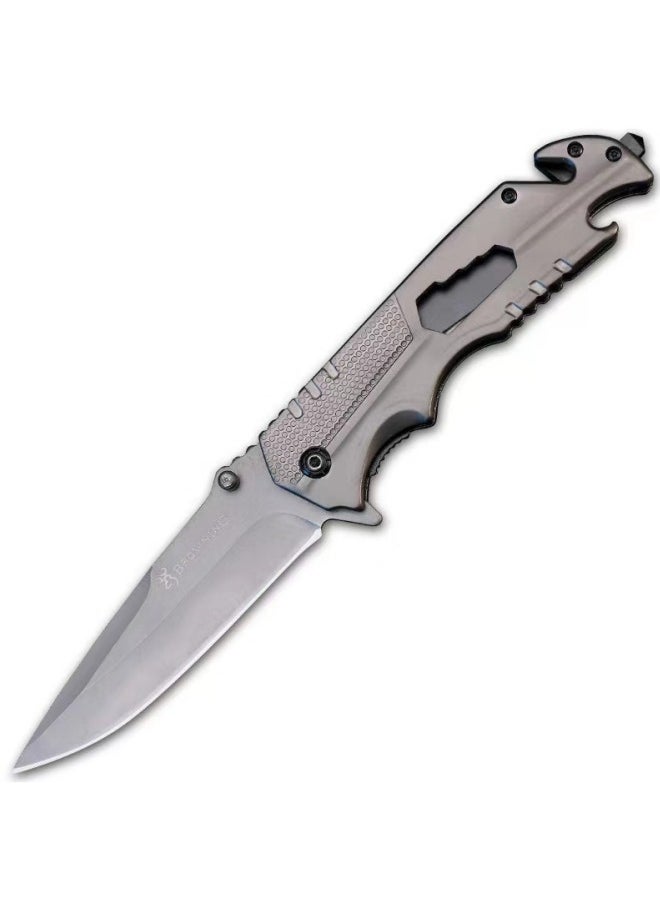 Browning - Outdoor All Stainless Steel High Hardness Camping Survival Folding Knife Portable - Grey - Image 1