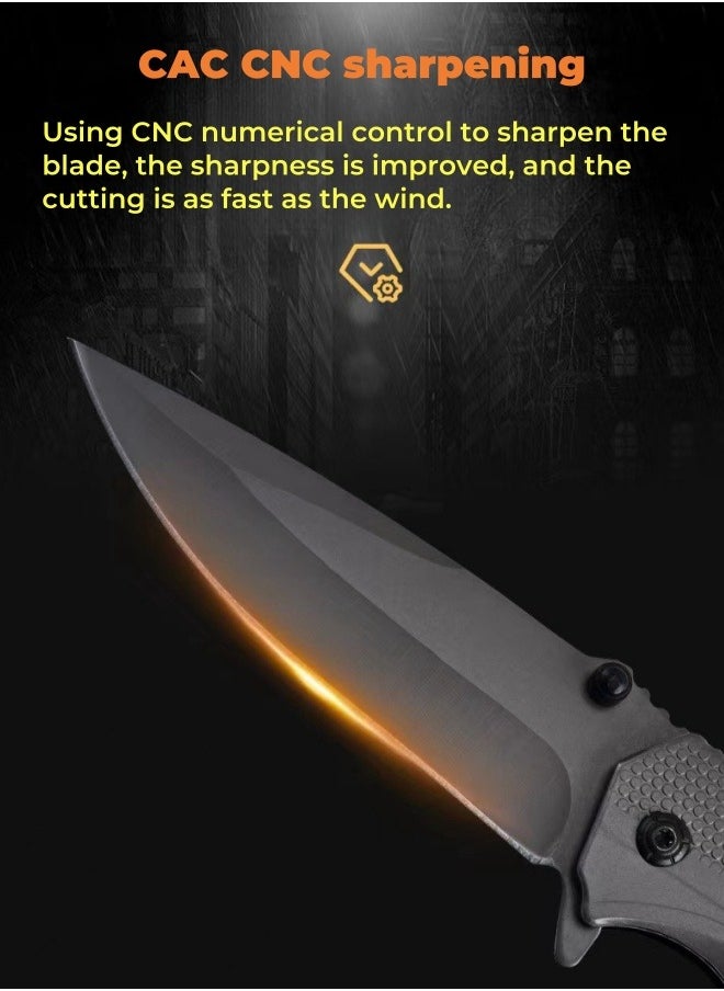 Browning - Outdoor All Stainless Steel High Hardness Camping Survival Folding Knife Portable - Grey - Image 1