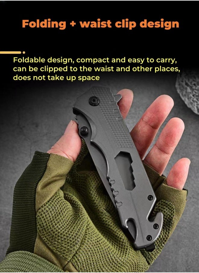 Browning - Outdoor All Stainless Steel High Hardness Camping Survival Folding Knife Portable - Grey - Image 1