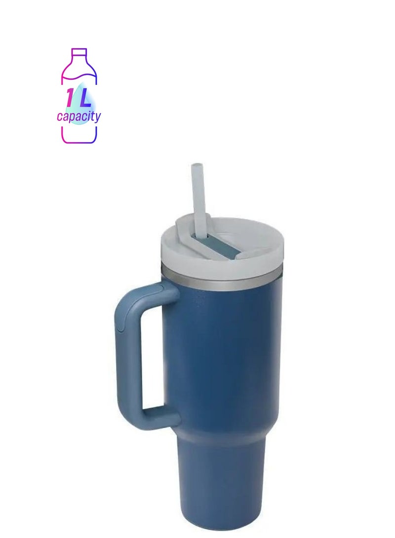 40HZ Iced Coffee Cup Tumbler with Handle and Straw Insulated Stainless Steel Vacuum Cup for Hot and Cold Drinks Water Bottles