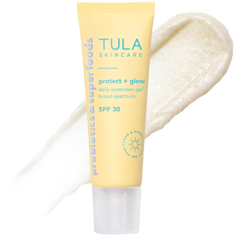 TULA Skin Care Protect  Glow Daily Sunscreen  Gel Broad Spectrum SPF 30 SkincareFirst NonGreasy NonComedogenic and ReefSafe with Pollution and Blue Light Protection Regular 17 fl oz