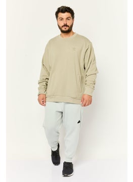 adidas Originals Men Sportswear Fit Long Sleeves Outdoor Sweatshirt, Light Olive  - Image 3