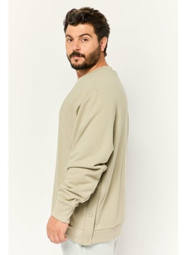 adidas Originals Men Sportswear Fit Long Sleeves Outdoor Sweatshirt, Light Olive  - Image 4