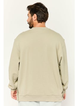 adidas Originals Men Sportswear Fit Long Sleeves Outdoor Sweatshirt, Light Olive  - Image 2