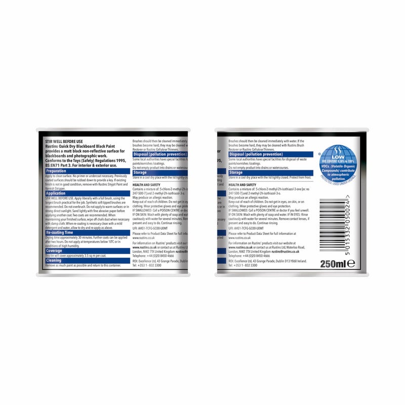 Rustins Blackboard Black Paint 250ml - Image 2