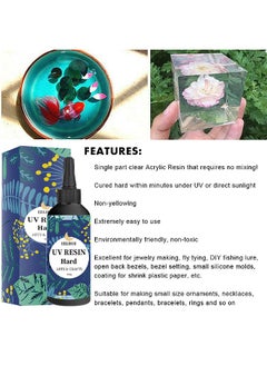 EELHOE UV Resin, Crystal Clear Hard Cure UV Curing Epoxy Resin For DIY Jewelry Making, Home Decor, Clear Solar Curing Sun Active Resin For Resin Molding, Casting And Coating 100G  - Image 4