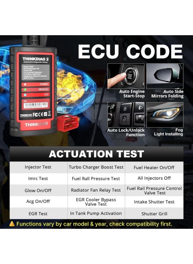 THINKCAR Thinkdiag2 All System Bidirectional OBD2 Diagnostic Scanner for iOS & Android, THINKCAR Bluetooth Scan Tool with CAN-FD Protocol, 15+ Reset Functions, ECU Code, Active Test, AutoVIN, 1 Year Update - Image 3