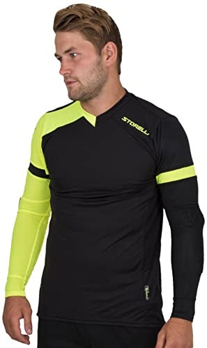 Storelli ExoShield Gladiator Goalkeeper Jersey, High-Impact Protection, Sweat-Wicking, Breathable Athletic Shirt for Soccer & Heavy-Duty Sports, Black/Strike, Medium - Image 1