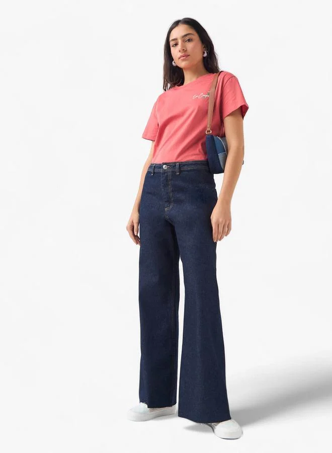 Lee Cooper Lee Cooper Printed Cotton T-shirt with Crew Neck and Raglan Sleeves