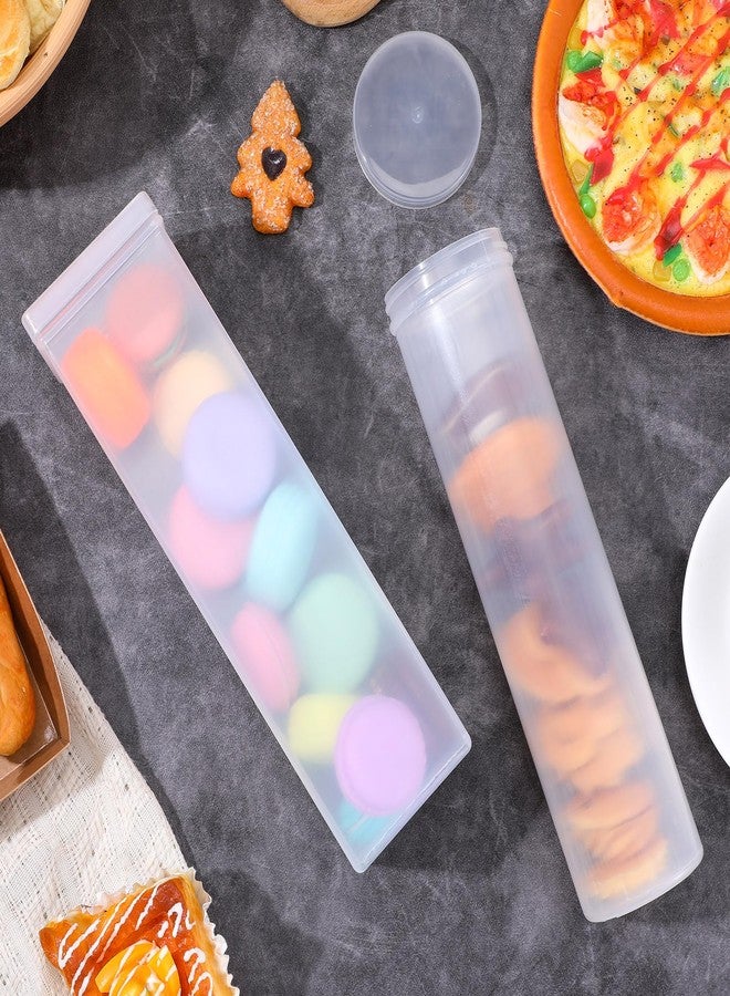 wutfuooo 6 Pcs Plastic Cracker Keeper Small Cracker Storage Containers Plastic Cookie Containers Round and Square Sizes Airtight Kitchen Container for Saltine Crackers Dry Food Storage Keep Fresh - Image 3