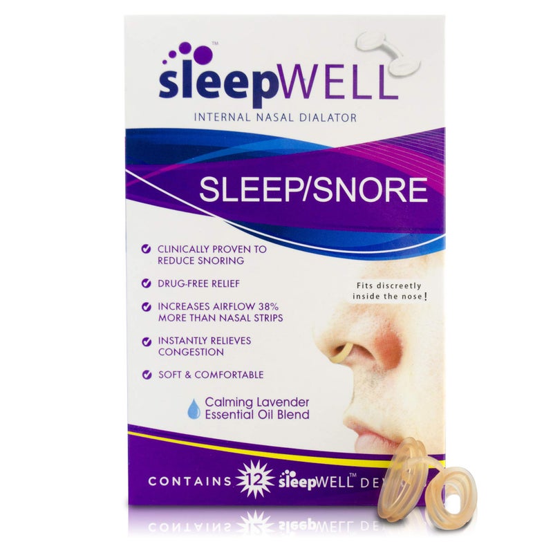 sleepWELL Snoring Solution, Internal Nasal Dilators for Increased Airflow & Easier Breathing, Snore Stopper for More Restful, Restorative Sleep, Soft & Comfortable, Latex Free & Drug Free, 12 Count - Image 1