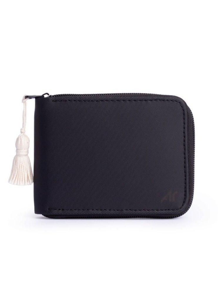 ايه ار سابلاي Ar Bella Wallet من Arij Bags | محفظة حريمي بسوستة بخامة مقاومة للمياه للاستخدام اليومي، تشيل 14 كارت + جيب كاش + جيب سري + نافذة بطاقة + حماية RFID (11 × 9 × 2 سم) (أسود) - Image 1