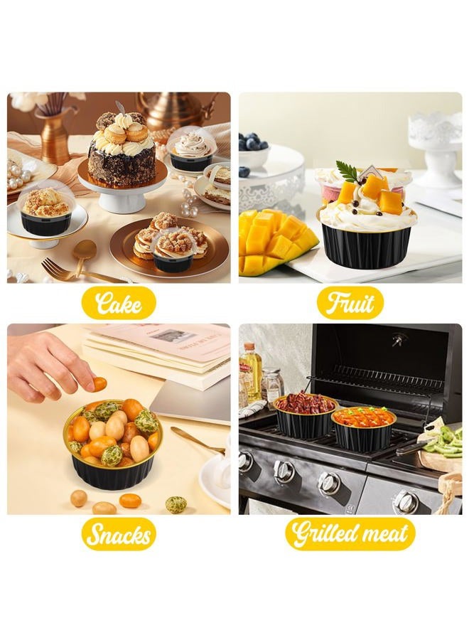 CXIIPOL 60 Pack 5 OZ Round Mini Aluminum Pans with Lids, Disposable Aluminum Foil Baking Pans with Lids, Mini Cake Containers for Birthday Party, Wedding, Baby Shower, Holiday Celebration - Image 4