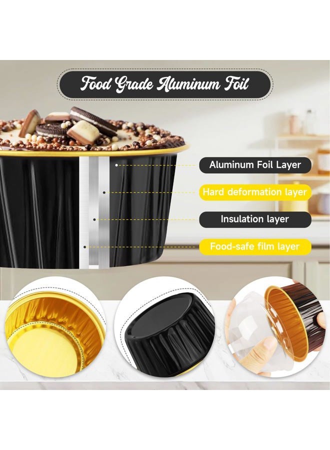 CXIIPOL 60 Pack 5 OZ Round Mini Aluminum Pans with Lids, Disposable Aluminum Foil Baking Pans with Lids, Mini Cake Containers for Birthday Party, Wedding, Baby Shower, Holiday Celebration - Image 3